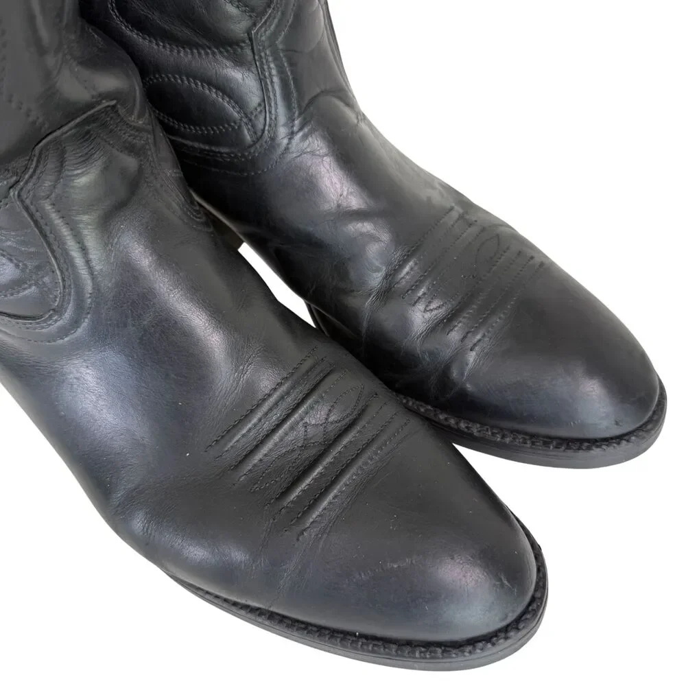 Biltrite Men's Black Leather Western Cowboy Boots Size 12D Non-Slip Made In USA